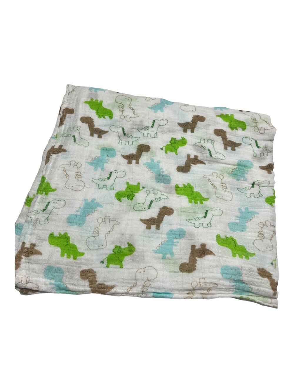 Upsimples Green Brown Blue Dinosaur Muslin Swaddle Baby Blanket